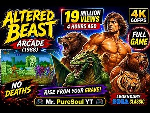 Altered Beast Arcade Gameplay (1988) Full Game No Deaths 4K 60FPS | Arcade Classic | Mr. PureSoul YT