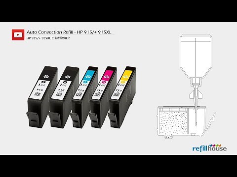 HP 910XL, 912XL, 913XL, 915XL 4 Color ink cartridges - Auto Convection Refill System