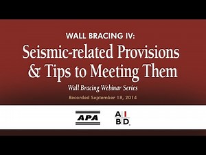 2014 IRC Wall Bracing IV: Seismic-Related Provisions