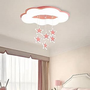 Skyblaze Cloud Ceiling Light Fixtures, Kids Room Star Light, Modern LED Lamp for Girls Bedroom Nursery, Pink Finish