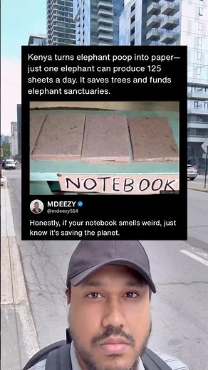 Kenya turns elephant poop into paper - just one elephant can produce 125 sheets a day.