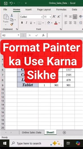Excel Format Painter Trick in Hindi | Time Saving Tool #shorts #ytshorts #excel #exceltips #viral