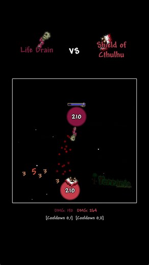 Life Drain VS Shield of Cthulhu #terraria #simulation #satisfying #shorts #terrariasimulation