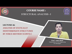 Lecture 46 : Analysis of Statically Indeterminate Structures by Force Method (Contd.)