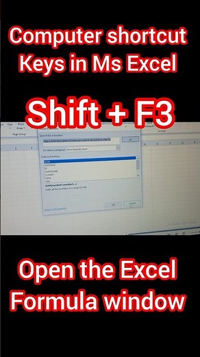 shift + F3 in Ms Excel function | open Excel formula #shorts #ytshorts #shortsfeed #excel #dj