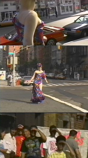 Lovely weather for a walk! In this video portrait by Charles Atlas, Leigh Bowery takes a stroll through Manhattan while dressed as Mrs. Peanut, a character referencing the Planters mascot. See more of Bowery and Atlas’s other collaborators in “Charles Atlas: About Time," now on view! Charles Atlas, Mrs. Peanut Visits New York, 1992-1999. Video, sound, Duration: 6 minutes, 6 seconds. © Charles Atlas; Courtesy of the artist and Luhring Augustine, New York. | The Institute of Contemporary Art/Bosto