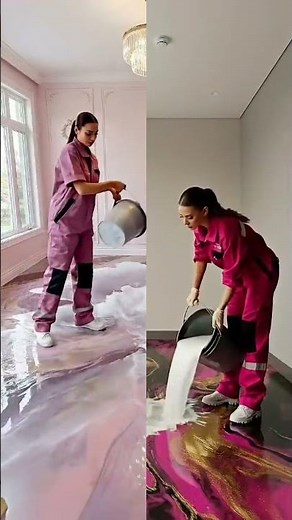 THIS DOUBLE FLOOR IS JUST AMAZING!💛🤍😱 Epoxy Luxury Floor 💎💖 #epoxy #epoxyfloor