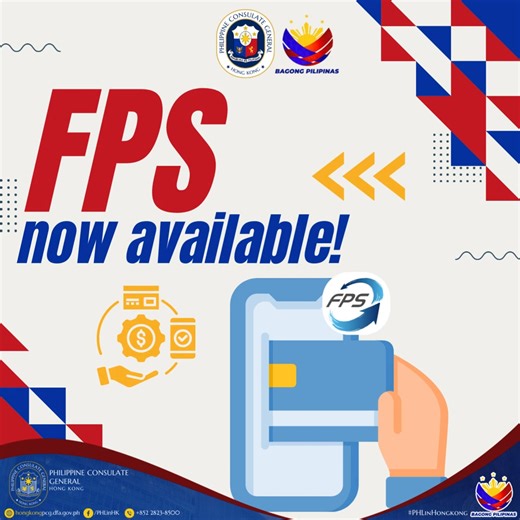 𝐂𝐨𝐧𝐬𝐮𝐥𝐚𝐭𝐞 𝐆𝐞𝐧𝐞𝐫𝐚𝐥 𝐍𝐨𝐰 𝐀𝐜𝐜𝐞𝐩𝐭𝐬 𝐅𝐏𝐒 𝐚𝐬 𝐌𝐨𝐝𝐞 𝐨𝐟 𝐏𝐚𝐲𝐦𝐞𝐧𝐭 𝐟𝐨𝐫 𝐂𝐨𝐧𝐬𝐮𝐥𝐚𝐫 𝐅𝐞𝐞𝐬 The Consulate General of the Philippines in Hong Kong is pleased to inform the Filipino community that it is now accepting the Faster Payment System (FPS) as mode of payment for consular services. Applicants for passport, Philippine visa, notarial, civil registry services may now avail of cashless payments. Applicants may pay through FPS by using their banking app wit