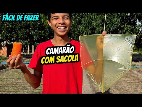 🪁 COMO FAZER PIPA CAMARÃO DE SACOLA PLÁSTICA que Voa Muito! (Passo a Passo Fácil)