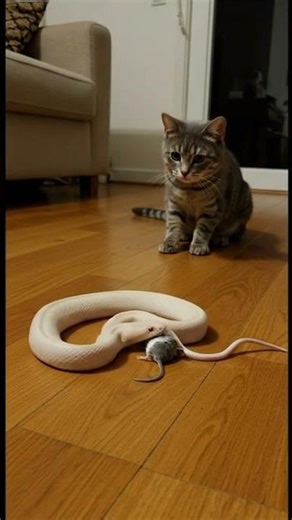 Snake vs. Mouse: The Cat Reaction. Cat Witnesses Deadly Snake Strike