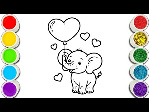 Cute Elephant Coloring 🐘🎈 | Easy Drawing for Kids | Satisfying Colouring