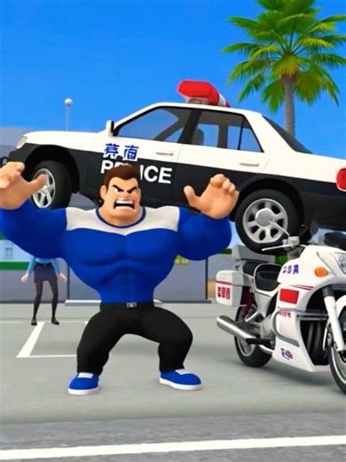 Bodybuilder Throw The Police Car😭😭# Sakura#sadstory#funny