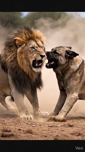 Clash of Titans: Lion vs Giant Dog in an Epic Battle"