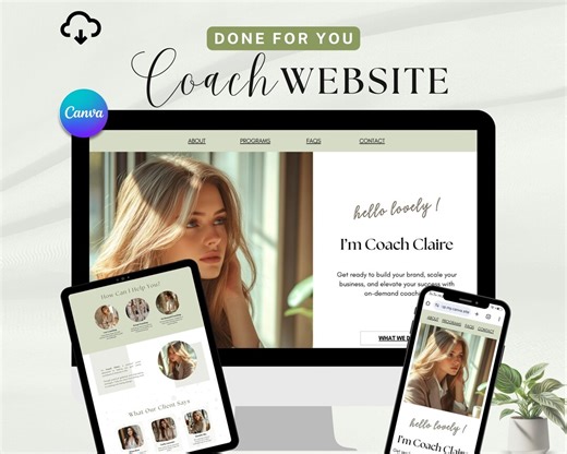 Coach Claire Website Template Canva | Editable Template for Coaches | Personal/life/business Coaching - Etsy