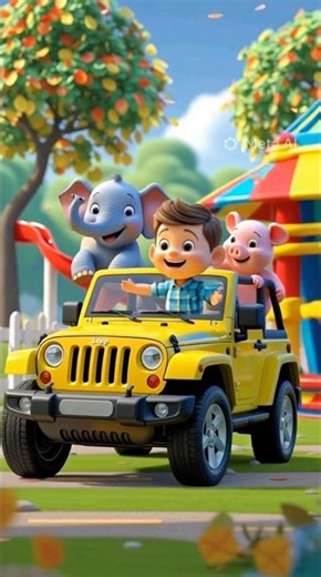 The animals are ride on jeep #elephant #cute #jeep ‪@CartoonHub-comedy‬