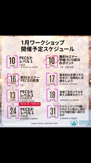 ピラミッド教育コンサルタントオブジャパン/PECS®️ on Instagram: "／ 明日からの指導が変わる PECS や重要なコミュニケーション、チャレンジング行動についてのオンラインワークショップ ＼ ✔️ 発語のない方へのアプローチに悩んでいる ✔️ 絵カードを使っているけど効果が見えにくい ✔️ 科学的根拠のある指導法を体系的に学びたい そんな皆様へ。PECSの基礎から実践や問題行動を対処する計画まで、週末のオンライン講座で学べます。 📅 2026年1月〜3月（平日や週末開催） 💻 オンライン（全国どこからでも参加可能） 👥 対象：特別支援に関わる教育者・支援者の方・医療関係者・保護者様・言語聴覚士・福祉 お申込み▶︎ [www.pecs-japan.com] 開催２ケ月前に受講受付された方は早割価格10％対象となっています。"