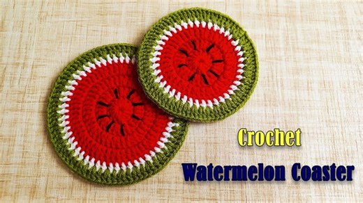 Crochet Coasters Ideas | Watermelon Coasters Crochet