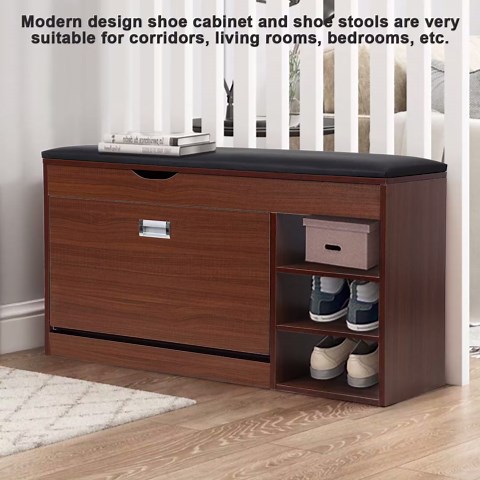 Storage Benches with Shoe Storage, Shoe Storage Benches with Drawers and Padded Seat Cushion, 3 Tiers Hallway Benches Shoe Cabinet Shoe Benches for Home Shoe Rack Shoe Benches Black