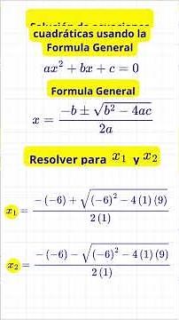 SOLUCIÓN DE ECUACIONES CON LA FORMULA GENERAL