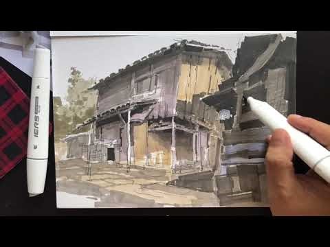how to do architecture design with art markers like a pro#markerdrawing #markersketch #drawing