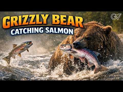 Grizzly Bear Catching Salmon in Alaska River | Real Wildlife Documentary 4K | Gvanworld