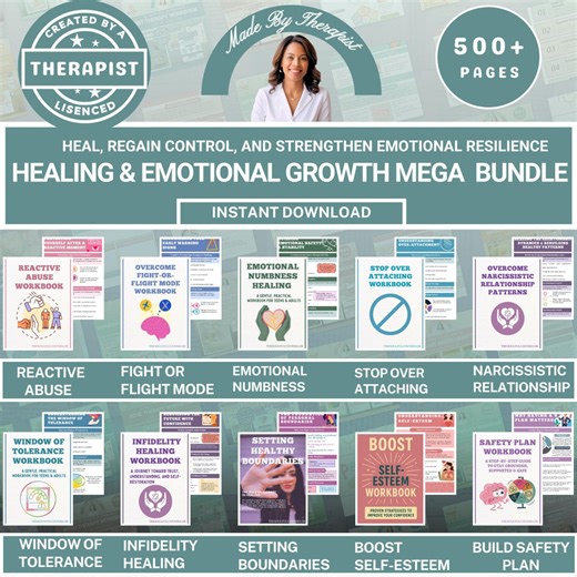 Healing & Emotional Growth Mega Workbook Bundle Boundaries, Narcissistic Relationships, Self-esteem, Trauma, Coping Skills - Etsy