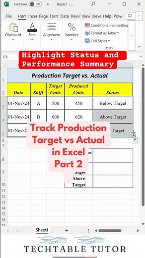 Track Production vs Actual in Excel 📊 (Part 2) | Advanced Tips! #excel #excelshorts #exceltricks