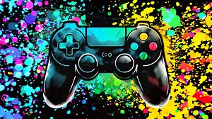 Download A game controller on a colorful background for free