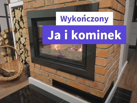 Wykończenie kominka kamieniem oraz cegłą ciętą