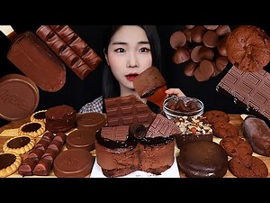 ASMR MUKBANG🍫Chocolate mousse cake ice cream brownie milka macaron pie chewy cookie mukbang DESSERT