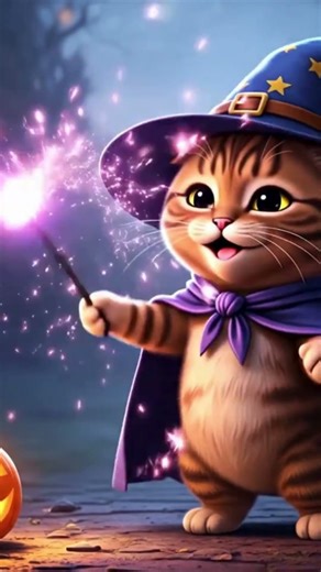 Wizard Cat Lights Up Halloween! ✨🎃