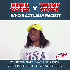 2.2M views · 22K reactions | Biden Voter vs. Trump Voter... Who's Really Racist? This is too good. Students for Trump | Donald Trump Jr. | Facebook