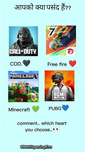 Aapko Konsi Game Pasand Hai? 🎮 Free Fire vs PUBG vs Minecraft vs COD 🔥