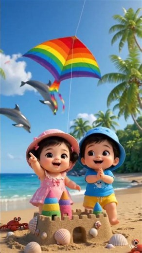 🏖️ Tiny Mia & Momo’s Cute Beach Day 🌊 | Fun Kids Cartoon | #shorts