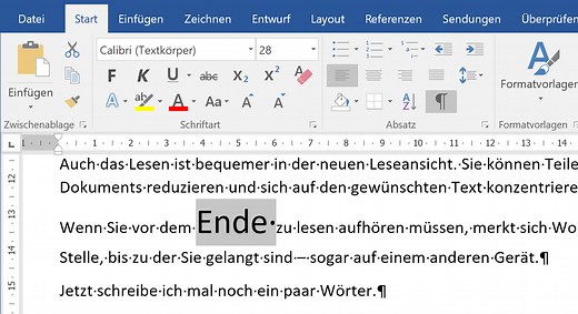 Schriftgröße ändern mit Tastenkürzel