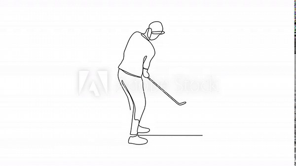 Animated self drawing of Golf sports video design illustration. The people is playing golf golf sports in the field with championship system in simple linear design continuous style video concept.