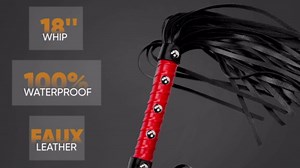 15" Feather Tickler and 18" Horse Whip Red Set - Faux Leather Horse Riding Whip - Red Horse Whip - French Tickler