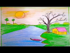 How to draw a River scenery ( step by step)