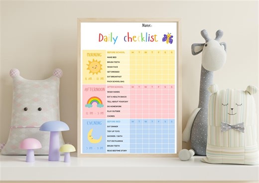 Kids Routine Chart Printable – Daily Chore & Responsibility Chart PDF - Etsy