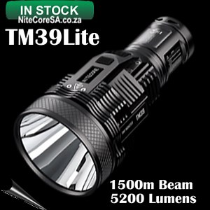TM39 Lite (5200 Lumens 1500m Beam)   4 x 3500mAh 18650HP Batteries   220v   12v Chargers - NiteCore Flashlights South Africa