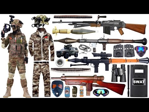 Special Forces military toy gun set unboxing, VZ61 submachine gun, Thompson submachine gun, Glock