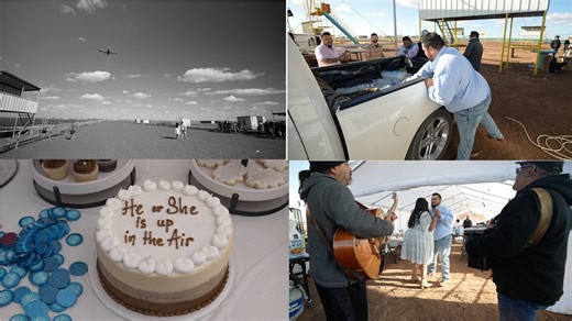 It's up the air! A West Texas Gender reveal that left it up to a airplane in the air to leave a trail of colored smoke to display the gender of their upcoming baby! Today on Salinas I have Chris and Amanda Guiterrez's Gran finale gender reveal! After the couple welcomed a total of 4 boys they were finally able to play a wild card leading up to a baby girl as the outcome. This baby girl is the end of the rainbow for them, after loosing one of their twins and Chris's beloved mother, this baby girl