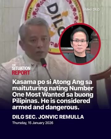 LOOK: P10M REWARD FOR PHILIPPINES' MOST WANTED FUGITIVE ATONG ANG AS NATIONWIDE MANHUNT LAUNCHES The Philippine government on Wednesday announced a P10 million bounty for information leading to the arrest of Charlie "Atong" Ang, the cockfighting magnate now designated as the country's most wanted fugitive, as law enforcement agencies launched an intensified manhunt following the issuance of multiple arrest warrants. The Santa Cruz, Laguna Regional Trial Court Branch 26 issued the arrest order ag