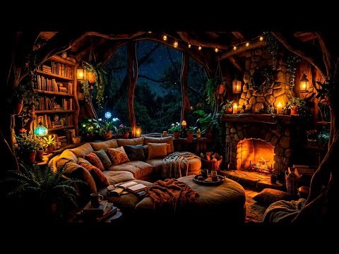 Cozy Fantasy Cottage Ambience 🌧️🔥 Rain and Fireplace | 10 Hours | Deep Sleep, Relax, Study, No Music