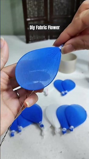 How to Make a Blue and White Fabric Flower | Step-by-Step Tutorial #nylonflower #fabricflower