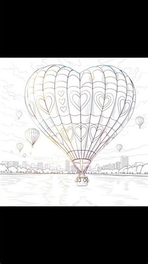 Hearts Air Balloon Valentine's Day Celebration #colorbynumber #zencolor #digitalart