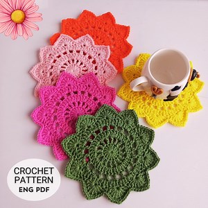 Crochet Flower Coaster Pattern: Easy DIY Tutorial (PDF Download) Pointed-petal Flower - Etsy