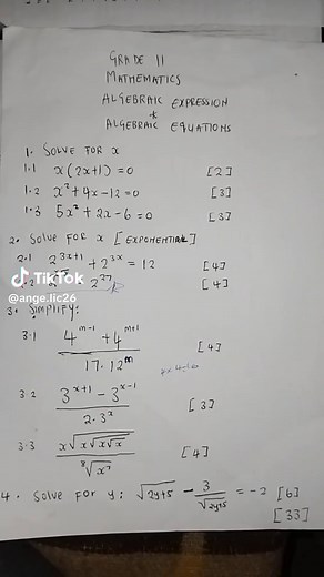 Understanding Algebraic Expressions and Equations in Grade 11