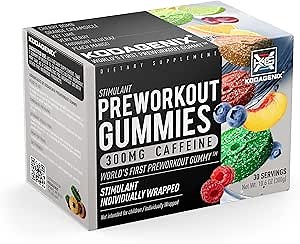 Kodagenix Pre Workout Gummies for Men and Women with Caffeine, L-Citrulline and Beta Alanine - World's First Preworkout Gummy™ - High Stim Preworkout for Men and Women - USA-Made - 30 Servings