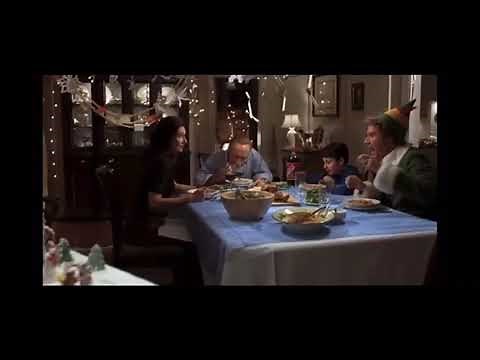 ELF (2003) Dinner scene, soda burping, spaghetti & syrup